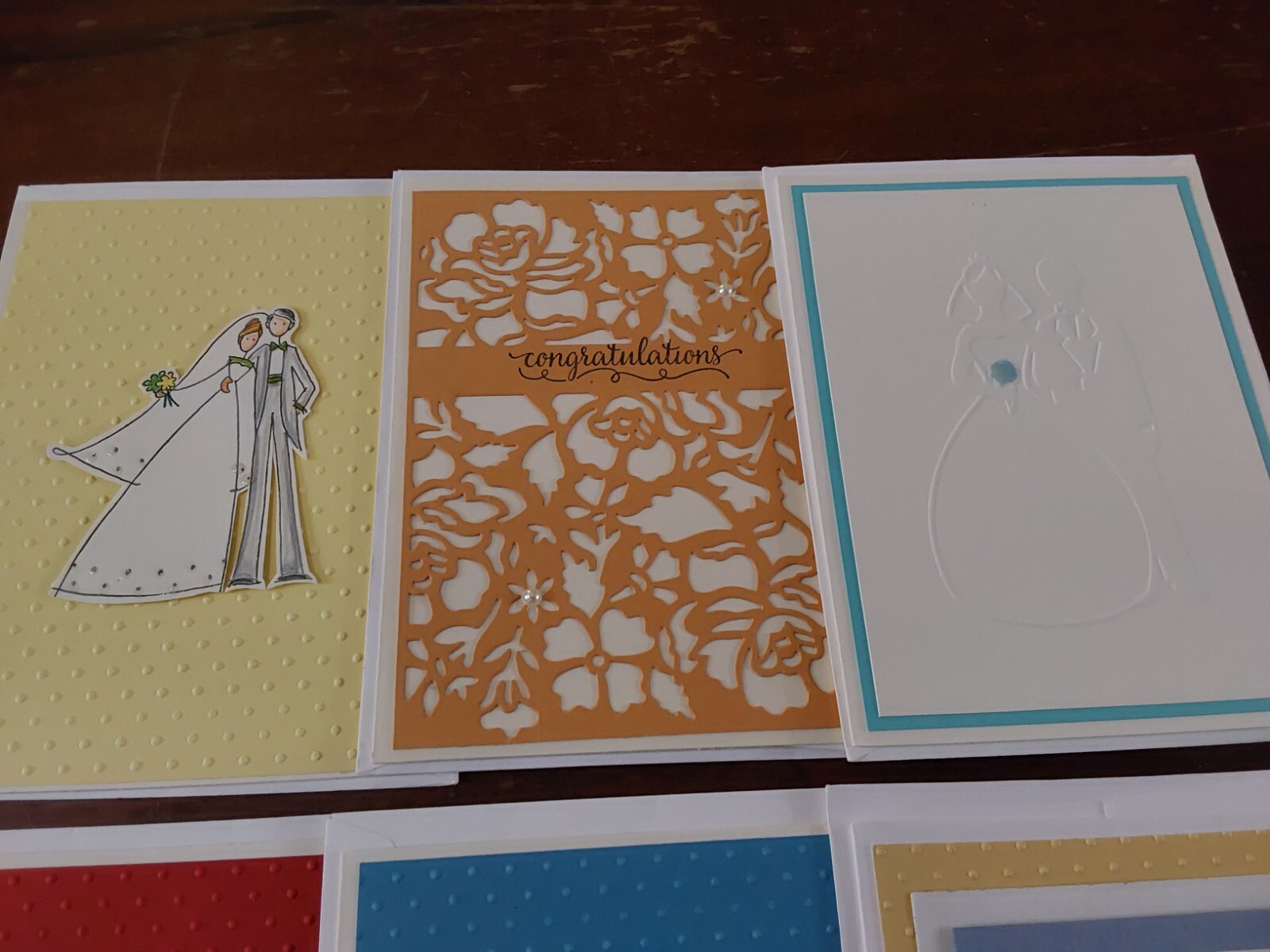 Wedding Congratulations Handmade Cards w/ Envelopes Textured Set 6 Greetings