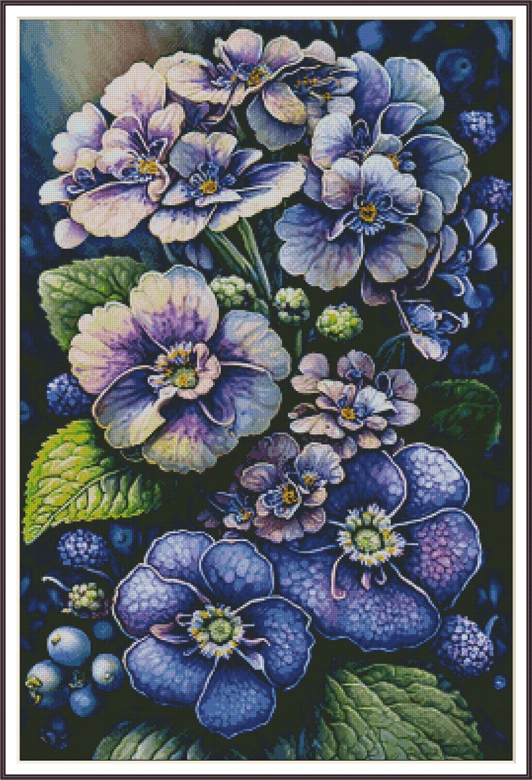 Violets flowers 262 - Chart Counted Cross Stitch Pattern Xstitch