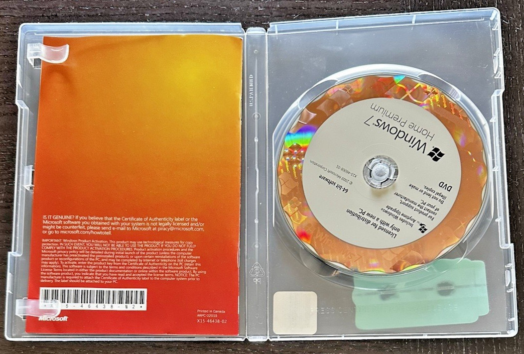 Microsoft Windows 7 Home Premium OEM DVD w/ Product Key 64-bit System Builder
