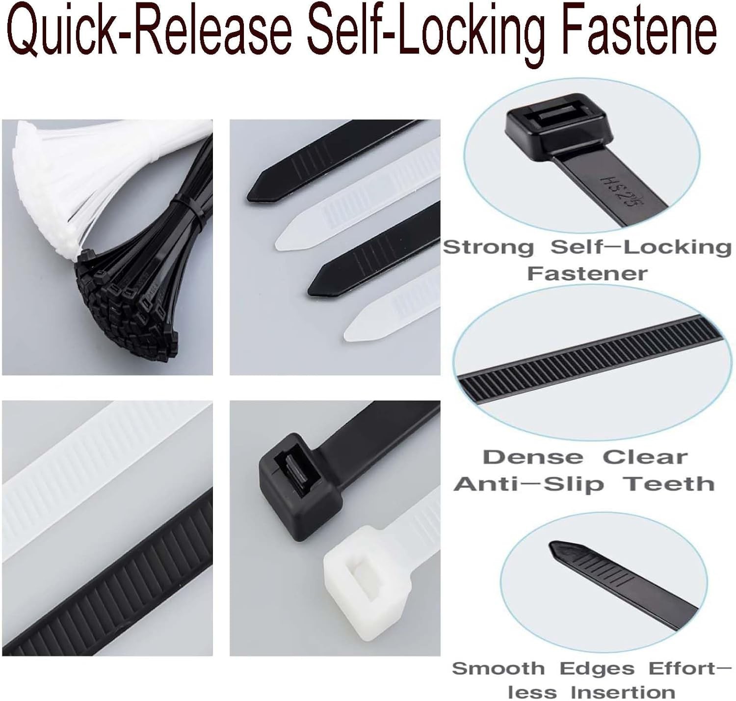 300PCS Nylon Cable Ties Assorted 4-8", LANGTSA