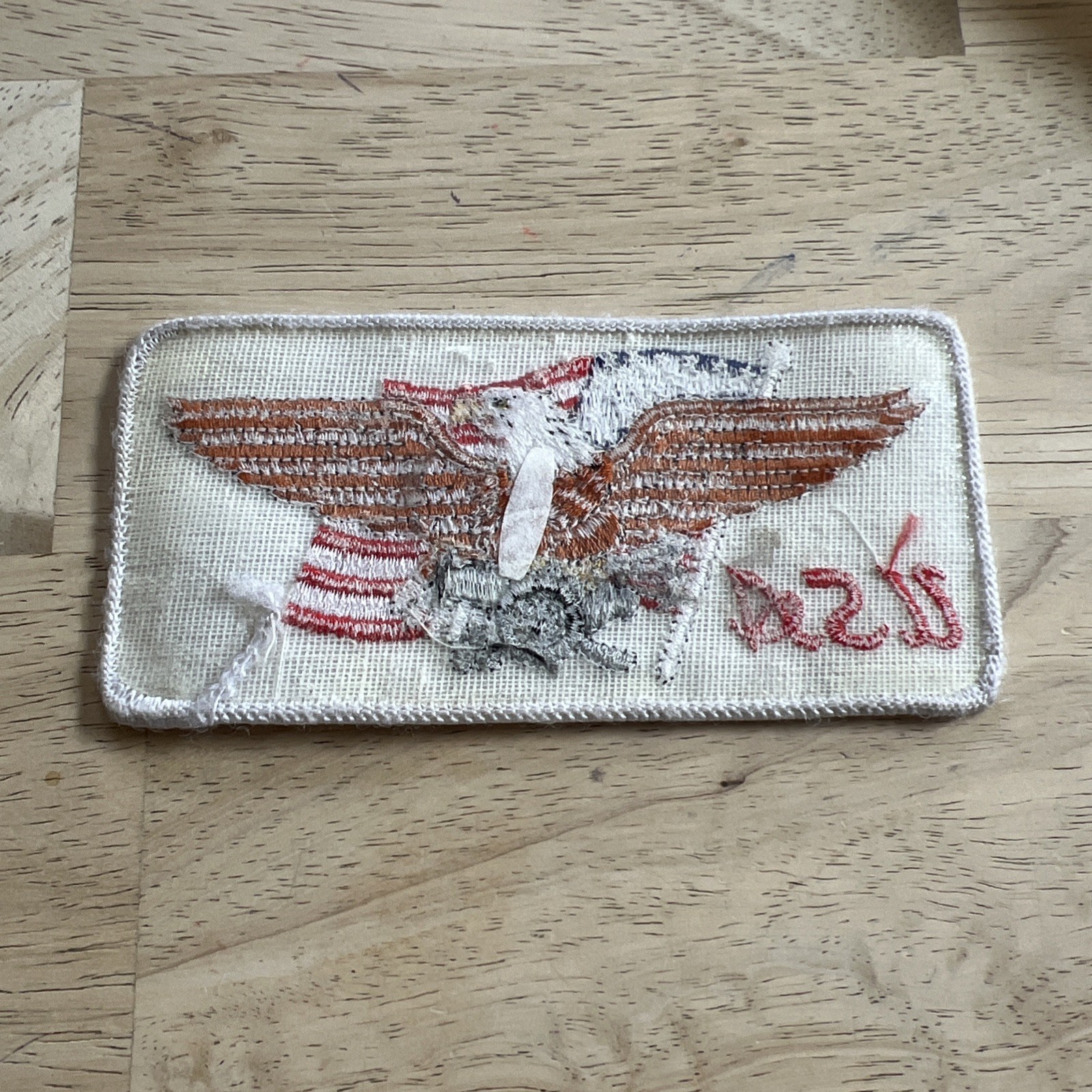 USA Flag Harley Davidson Eagle Logo Patch White with Red Lettering