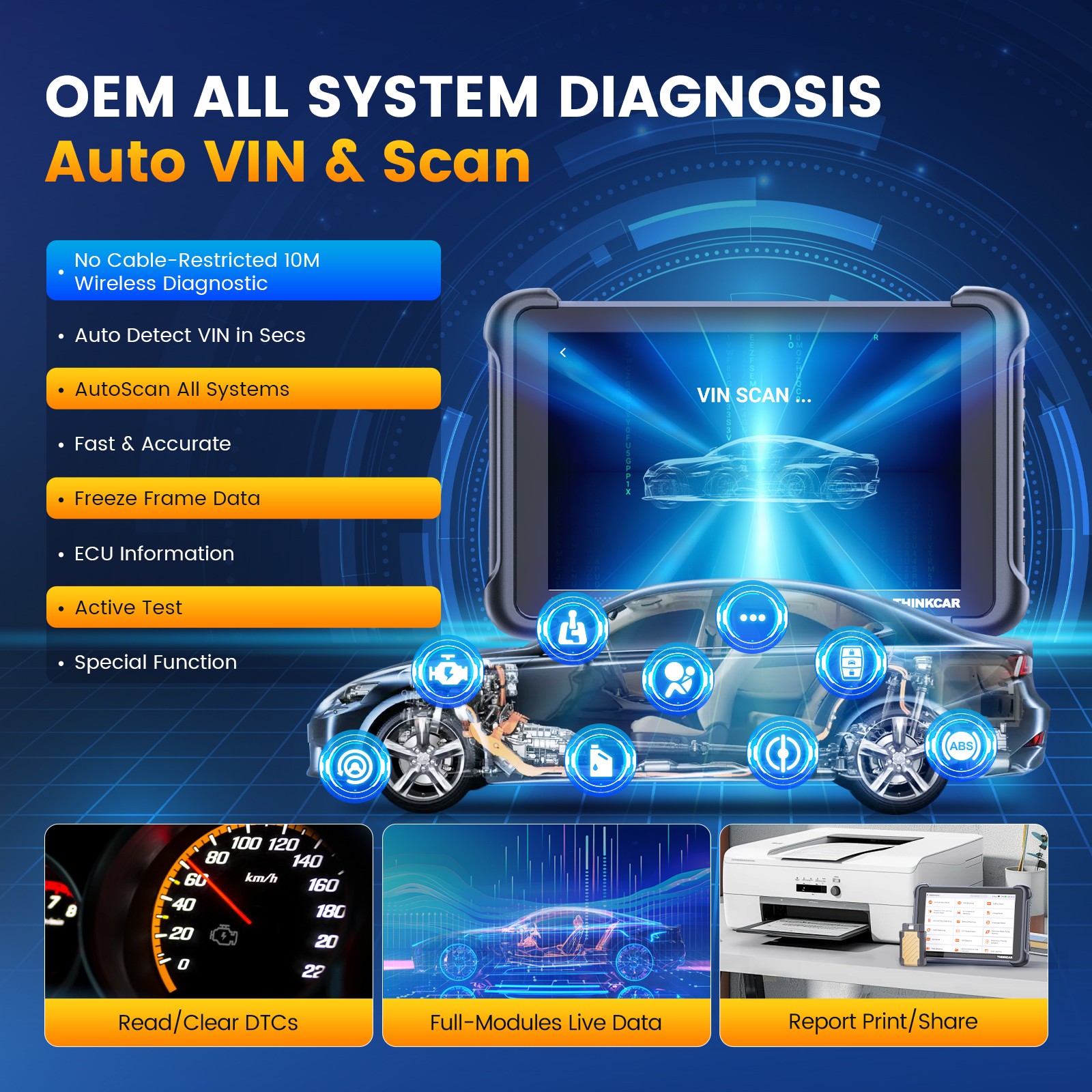 ThinkScan 689BT w/ TPMS Programmer Bidirectional Diagnostic OBD2 E.CU Coding