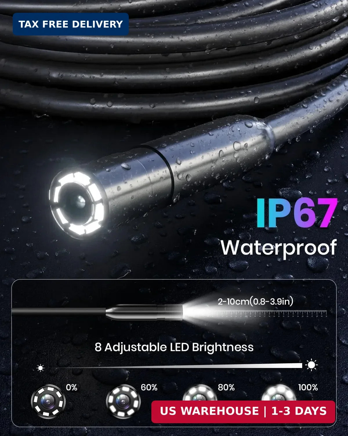 Endoscope Camera with Light,Borescope Cameras with 4.3" IPS 1920P HD Inspection