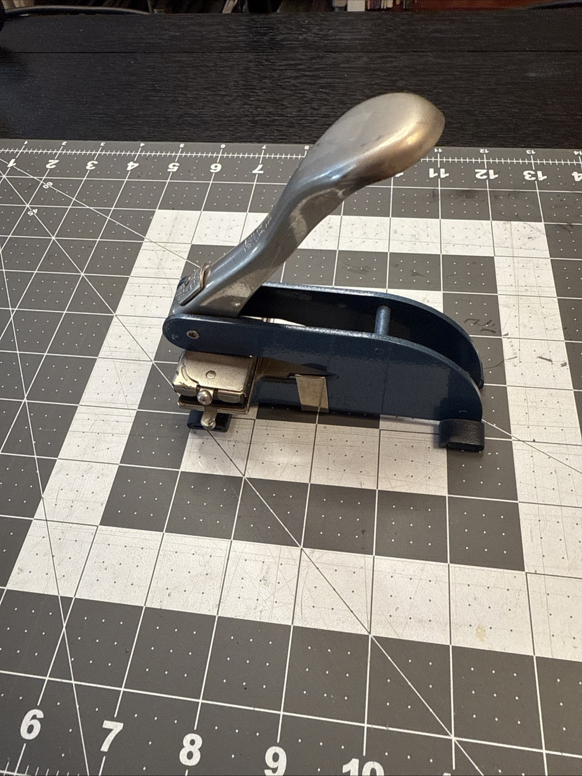 Vintage metal Pirouette Stationery Embosser Official Blue K-O Desk USA