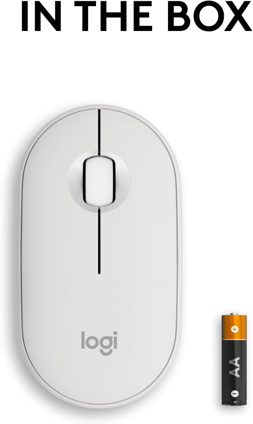 Logitech Pebble 2 M350S Bluetooth Mouse PC/MAC Portable Quiet Clicks Tonal White