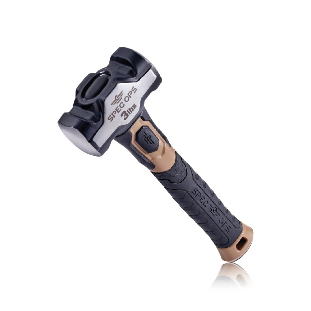 Spec Ops Tools Drilling Hammer, 3 lbs Sledge hammer with Bi-Material Shock Ab...