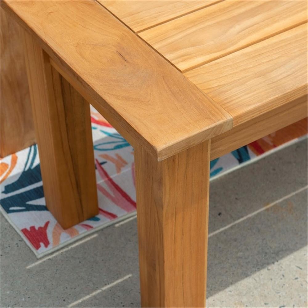 Linon Barlow Teak Outdoor Dining Bench 80"L x 18"W x 18"H Seats 3 in Natural
