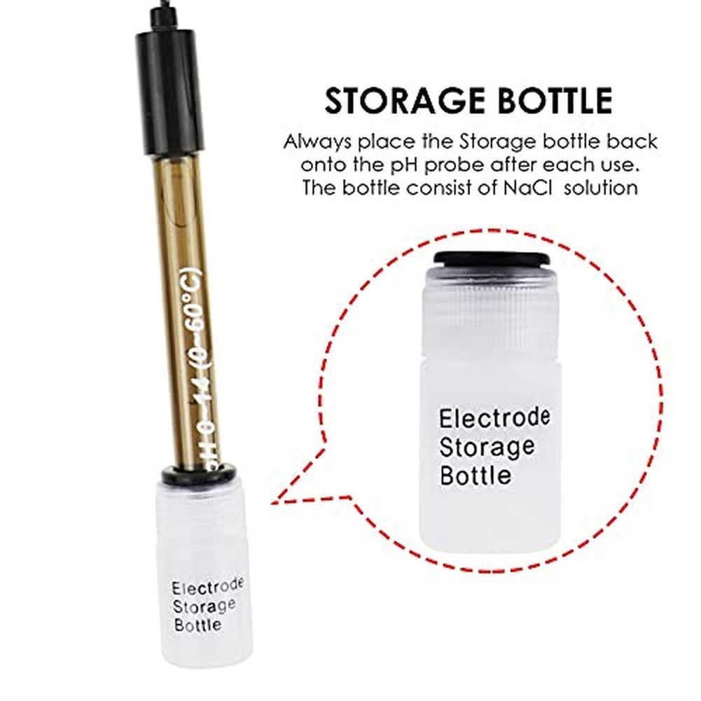 pH Sensor Replacement for PH Meters Featuring Glass Electrode and BNC Port