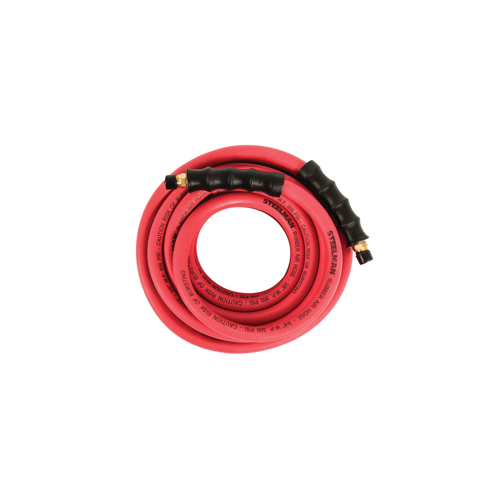 Steelman 25 ft. x 3/8 in. Rubber Air Hose with 1/4 in. NPT Brass Fittings 60394