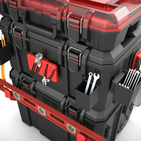 Hyper Stack Heavy Duty 3 Piece Modular Rolling Toolbox System, Black