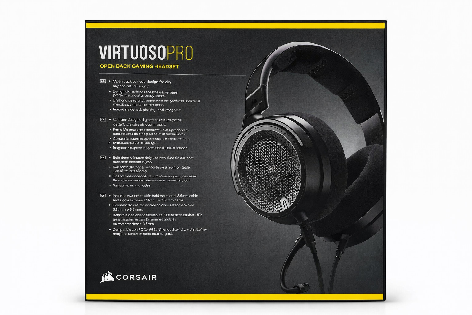 CORSAIR VIRTUOSO PRO Open back Wired Gaming Headset for PC, Mac, PS5/PS4/Switch.