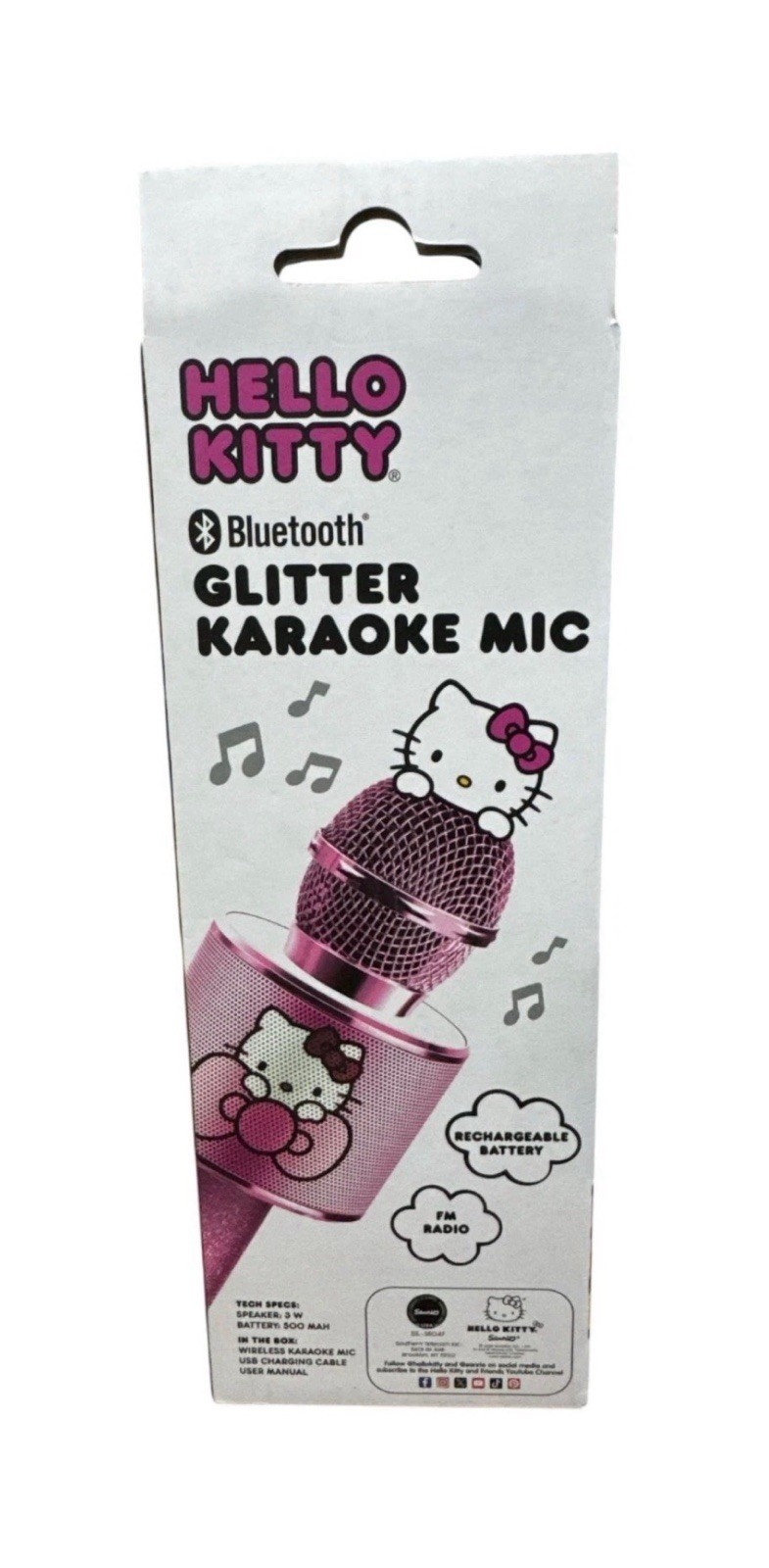 Hello Kitty Bluetooth Glitter Karaoke Mic & Wireless Speaker With Rechargeable B
