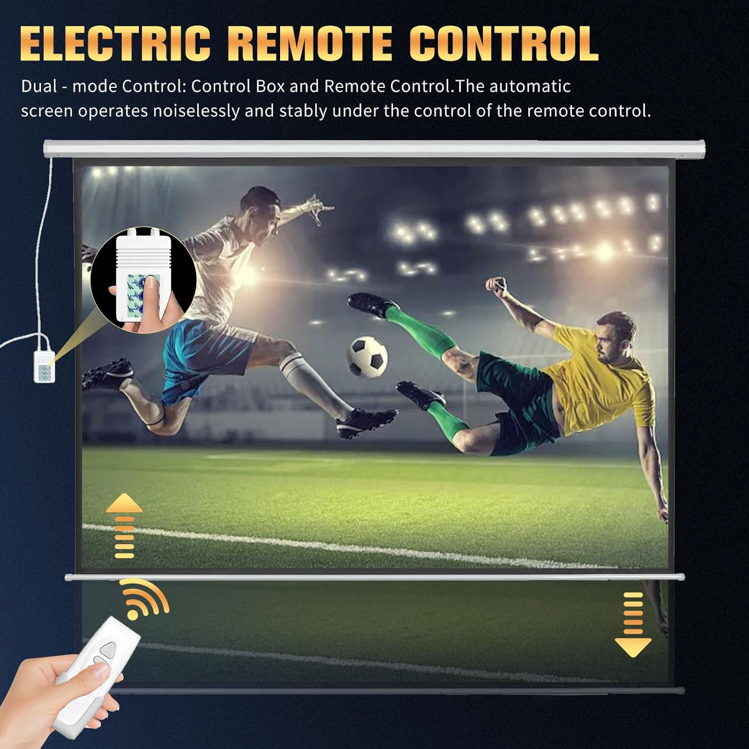 72-Inch Electric Projector Screen 4K HD Motorized Drop-Down with Remote