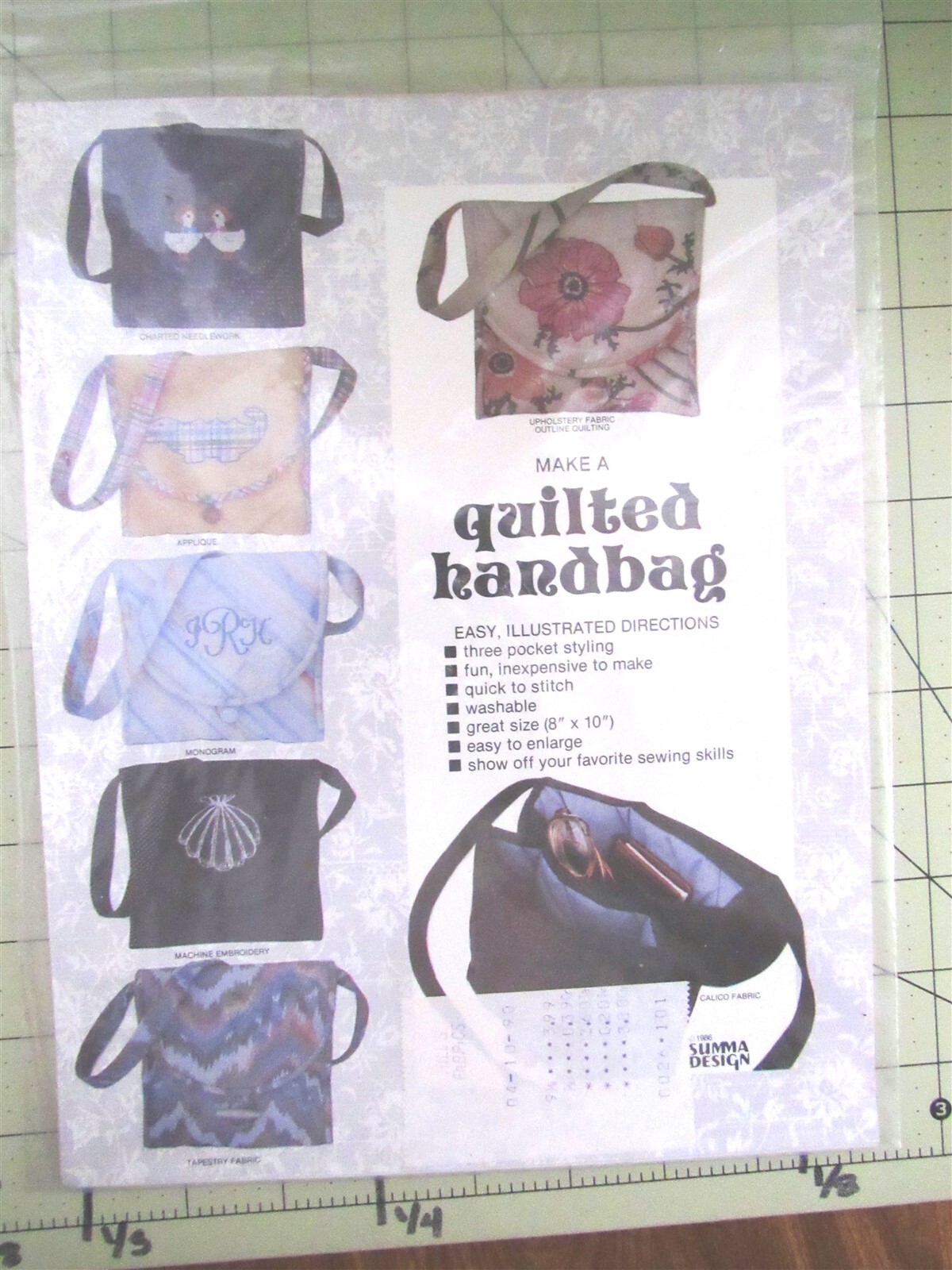 Quilted Handbag Quilt Pattern by Summa Design 8" x 10"