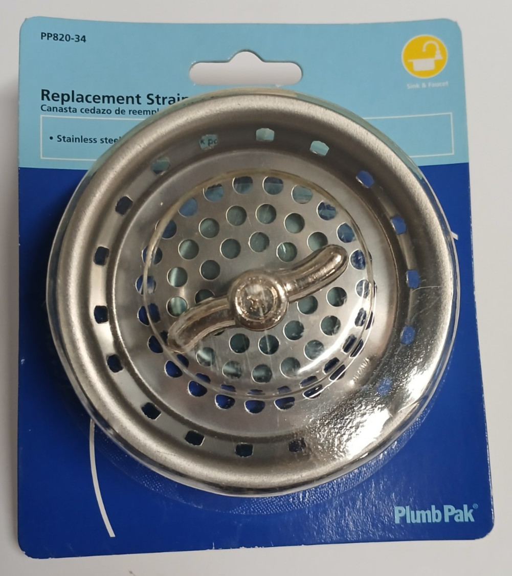 PLUMB PAK PP820-34 REPLACEMENT STRAINER BASKET STAINLESS STEEL WITH TWIST N' LOC