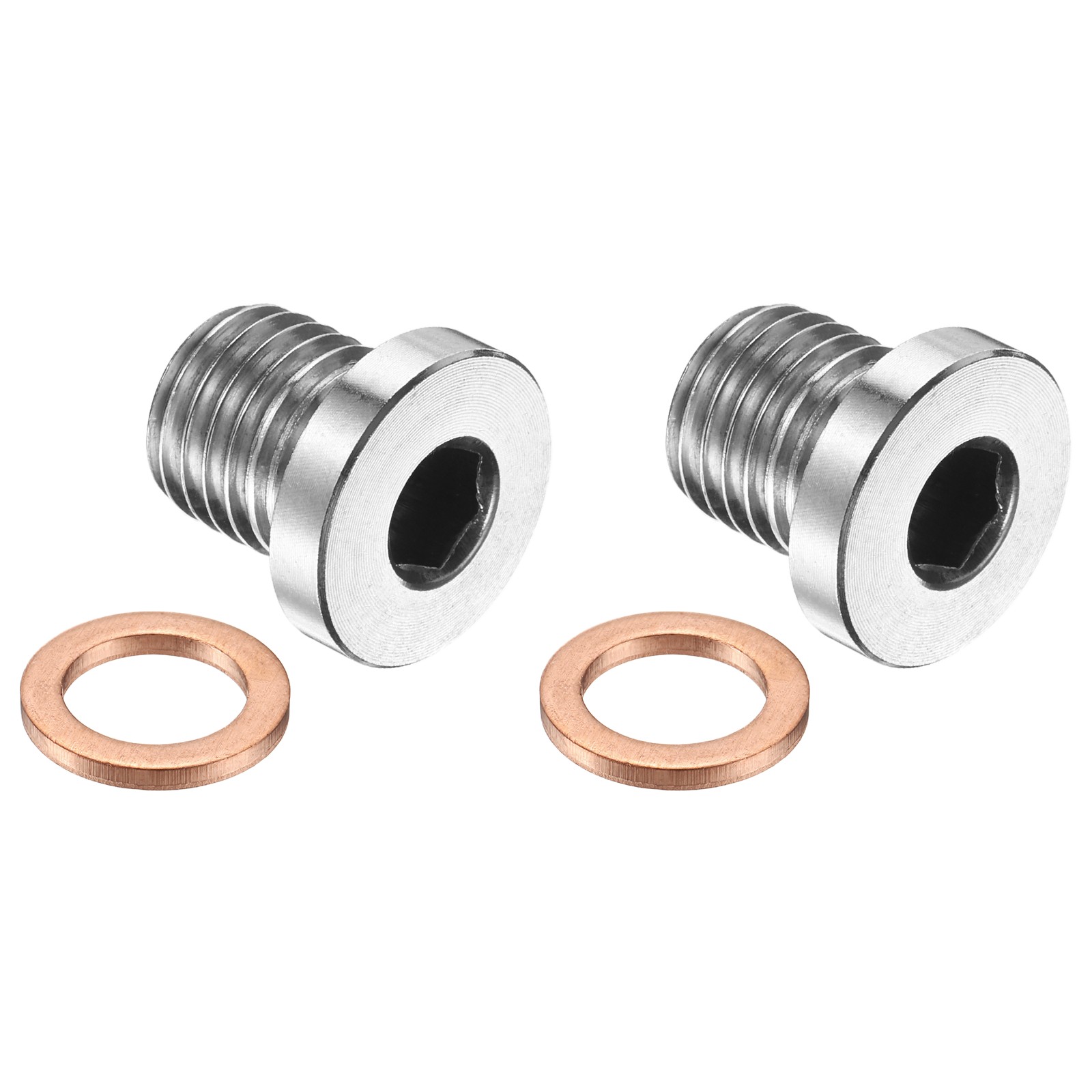 2 Pcs M12 x 1.25 Pipe Plug Fitting, Internal Hex Head Socket 304 Stainless Steel