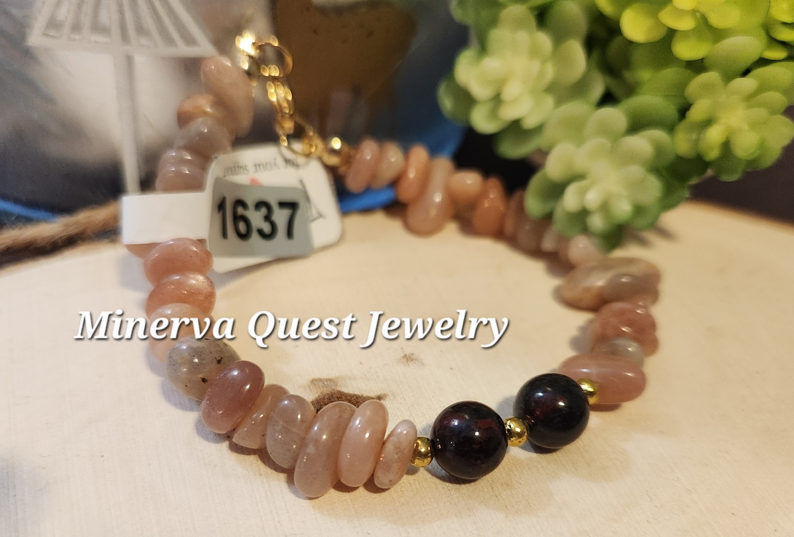 Handmade Artisan Sunstone Chips Bracelet #1637