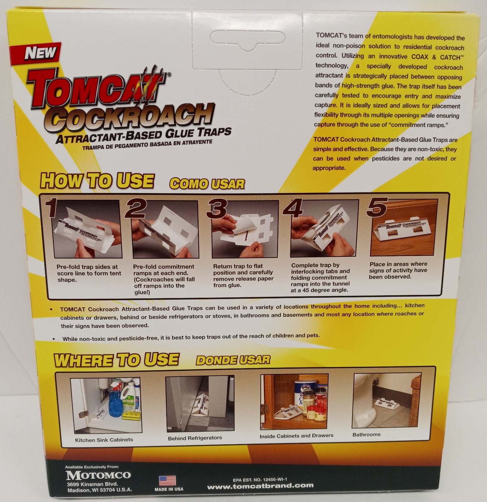 Tomcat Cockroach Attractant Based Glue Traps 3 boxes 4 Traps Per Box.........3F