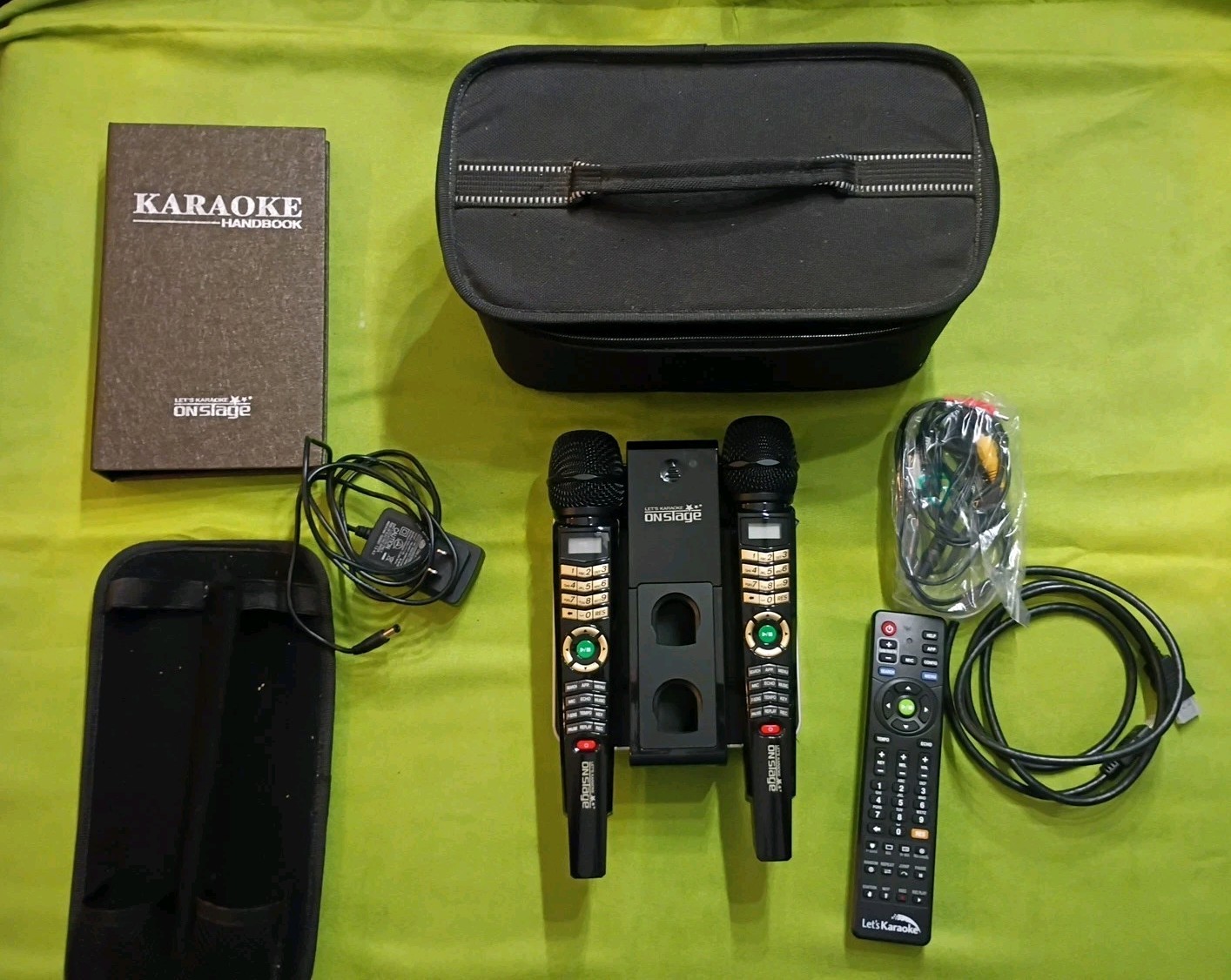 Let's Karaok On Stage Wireless System Power Adapter 2 Mics Handbook Excellent!!