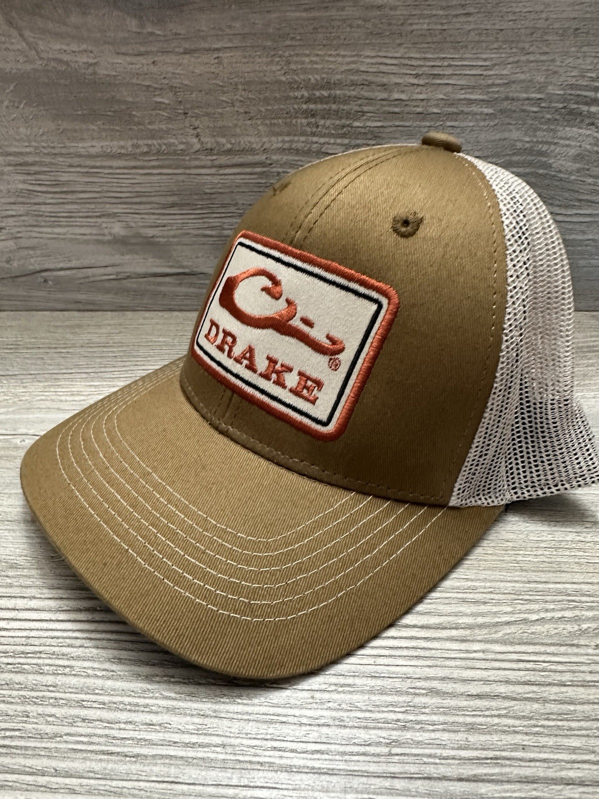 Men's Drake Waterfowl Logo Patch Mesh Trucker Cap Snapback Hat Hunting Outdoors!