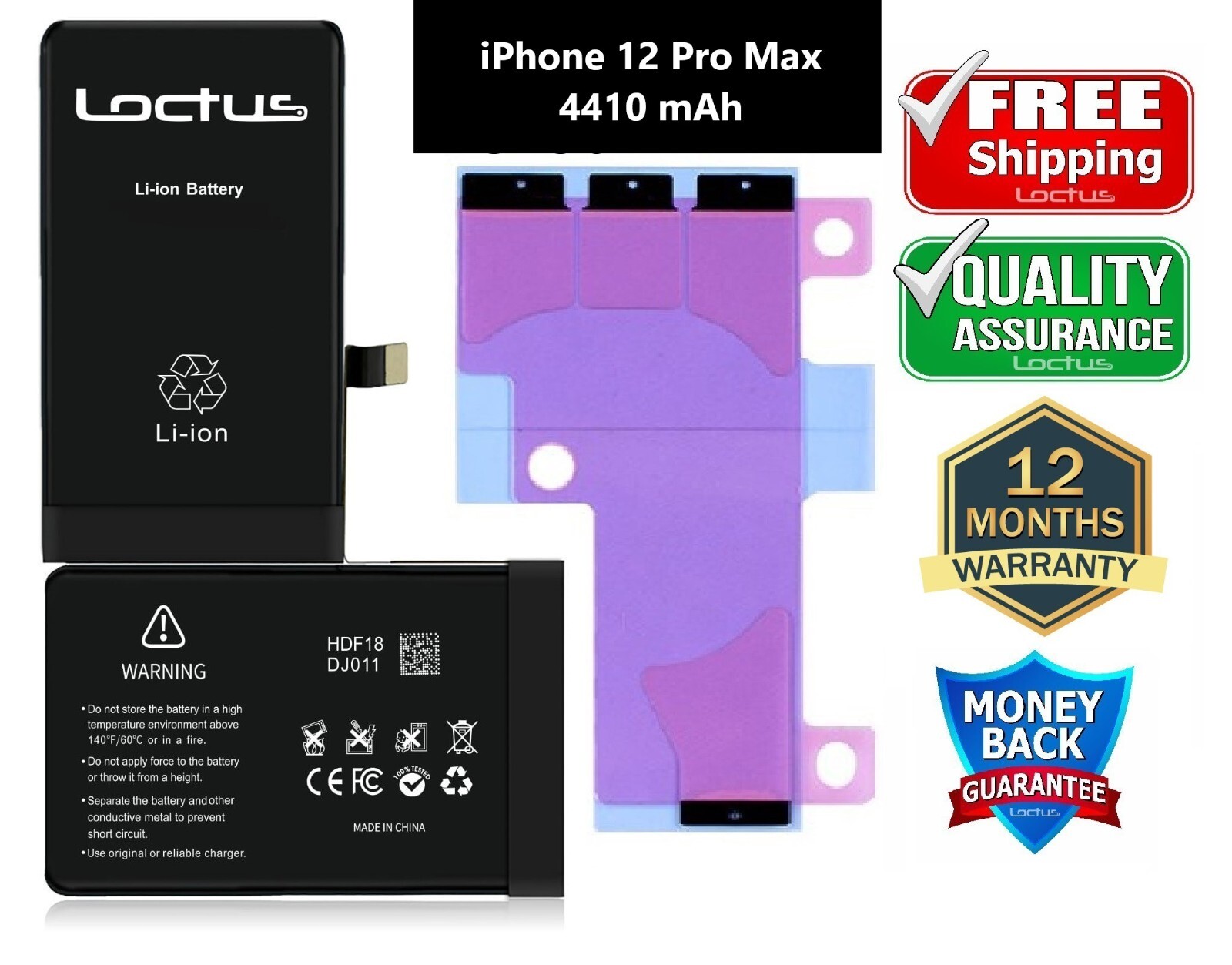 iPhone 12 Pro Max 4410mAh High Capacity Replacement Battery A2342 A2410 A2412