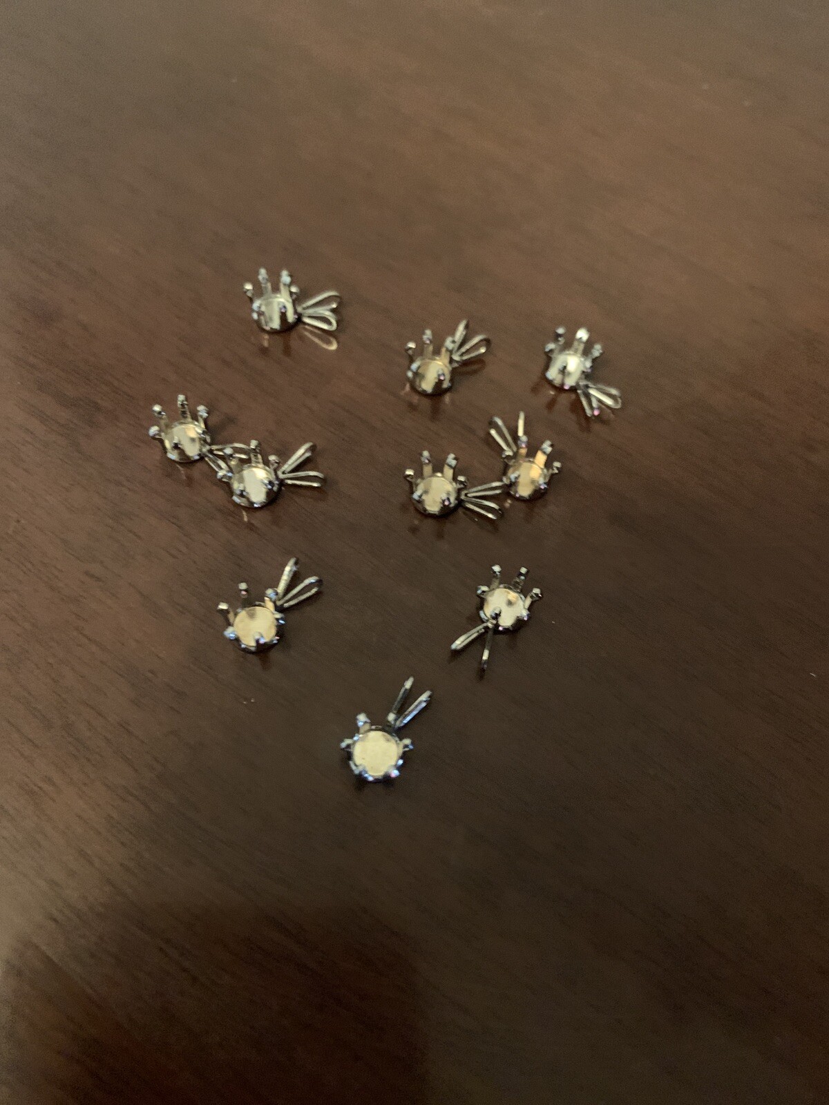 Pendant Post Findings Faceted Stone Setting -10 Pairs -20 Pcs - (6mm)