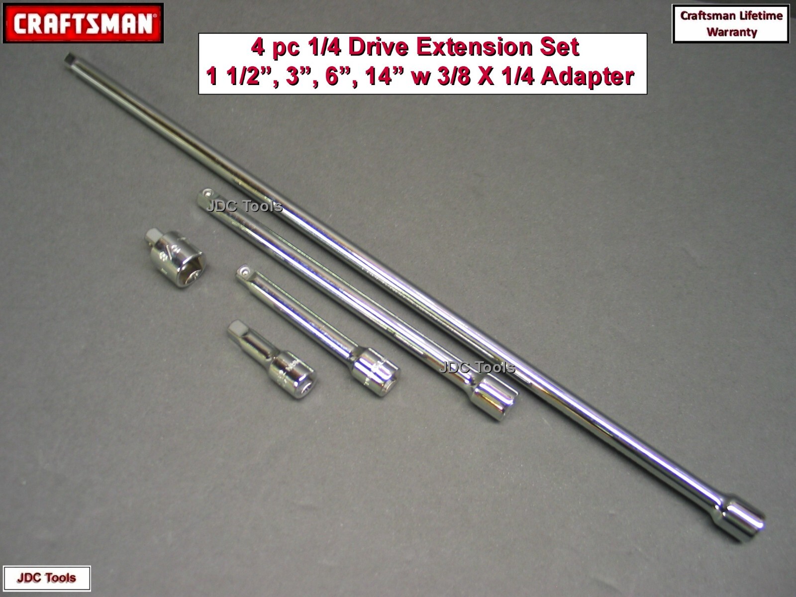 CRAFTSMAN HAND TOOLS 5pc 1/4 drive ratchet wrench socket extension set 4
