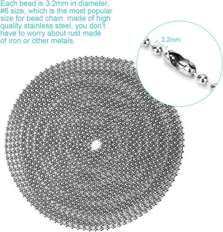 200 Inch Ceiling Fan Pull Chain Upgrade Rust Proof 3.2mm Beaded Pull Chains