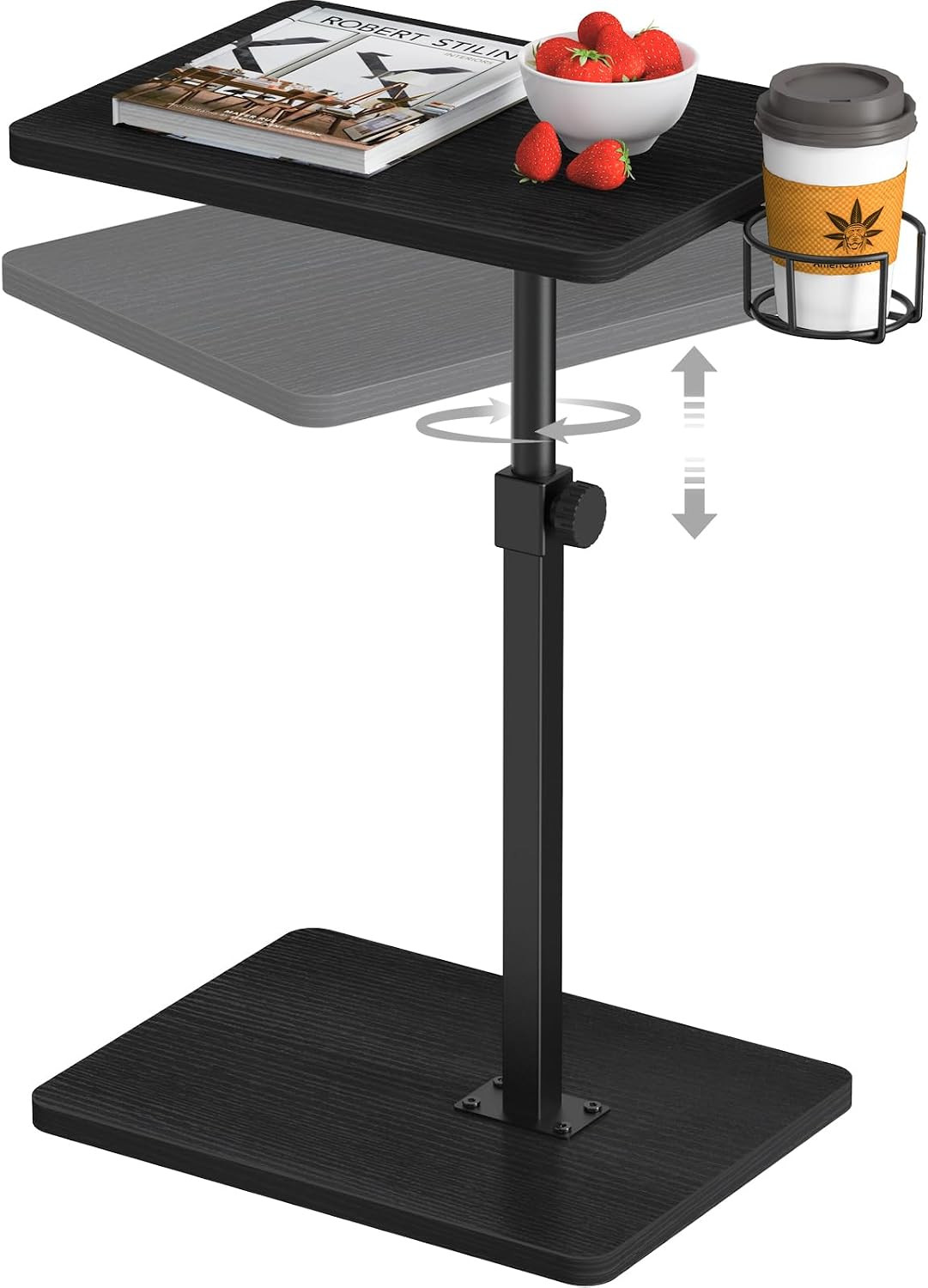 Side Table, 360 Swivel & Height Adjustable TV Trays for Eating on Couch, Sofa Ar