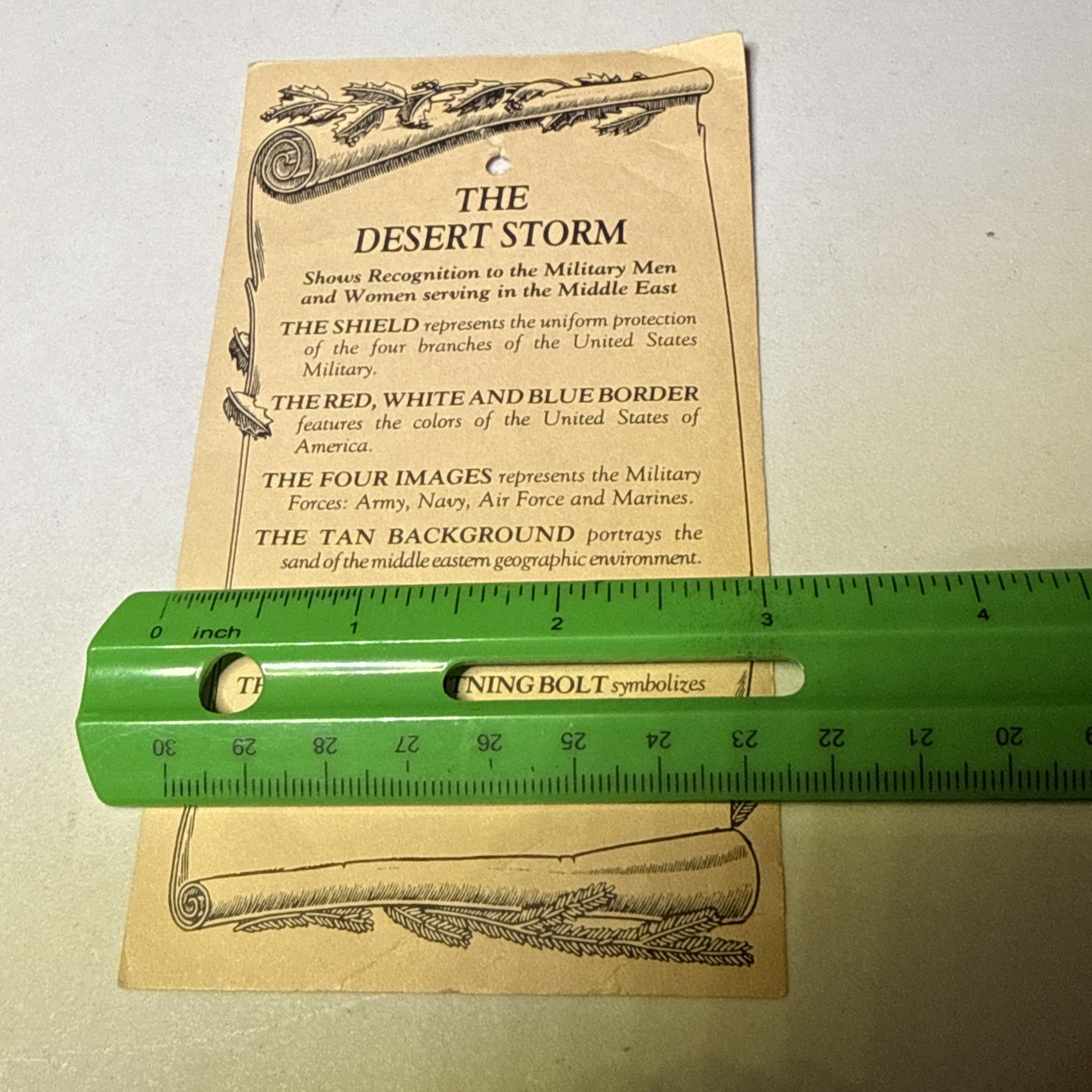 Vtg The Desert Storm Recognition Card