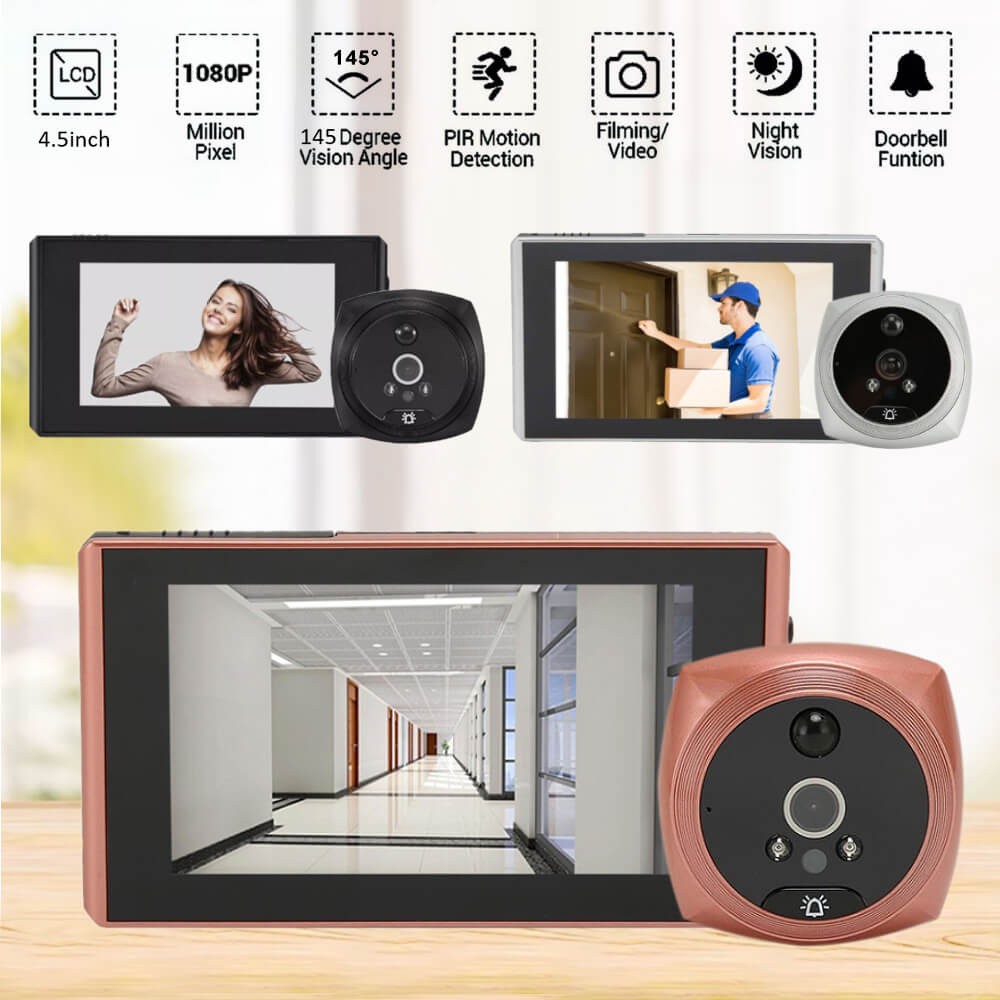 Doorbell LCD Monitor Camera Video 4.5" Intercom PIR Door Phone