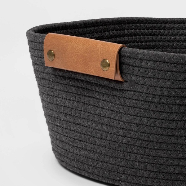 13" Small Coiled Rope Warm Gray Charcoal