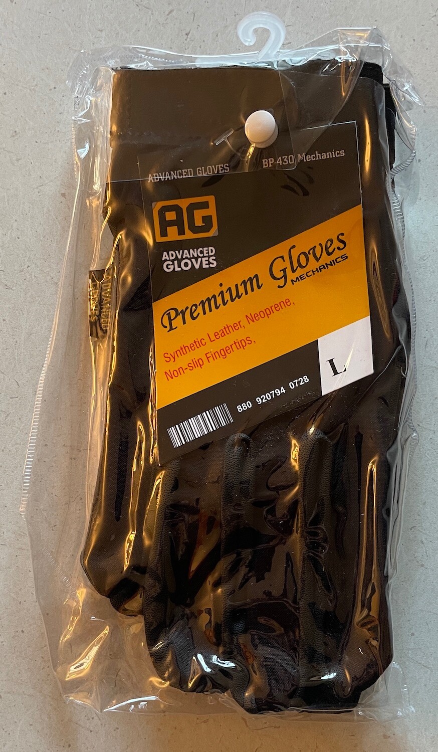 new AG ADVANCED GLOVES mens LARGE L neoprene NON-SLIP fingertips MECHANICS