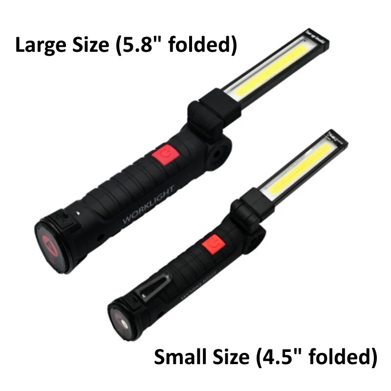 2x USB Rechargeable COB LED Work Light Magnetic Flashlight Hand Lamp Inspection