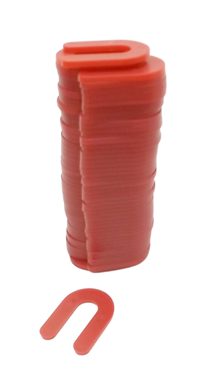 Sleeve of 92 Crl PHS8 Red 1/8″ x 2″ Plastic Horseshoe Shim