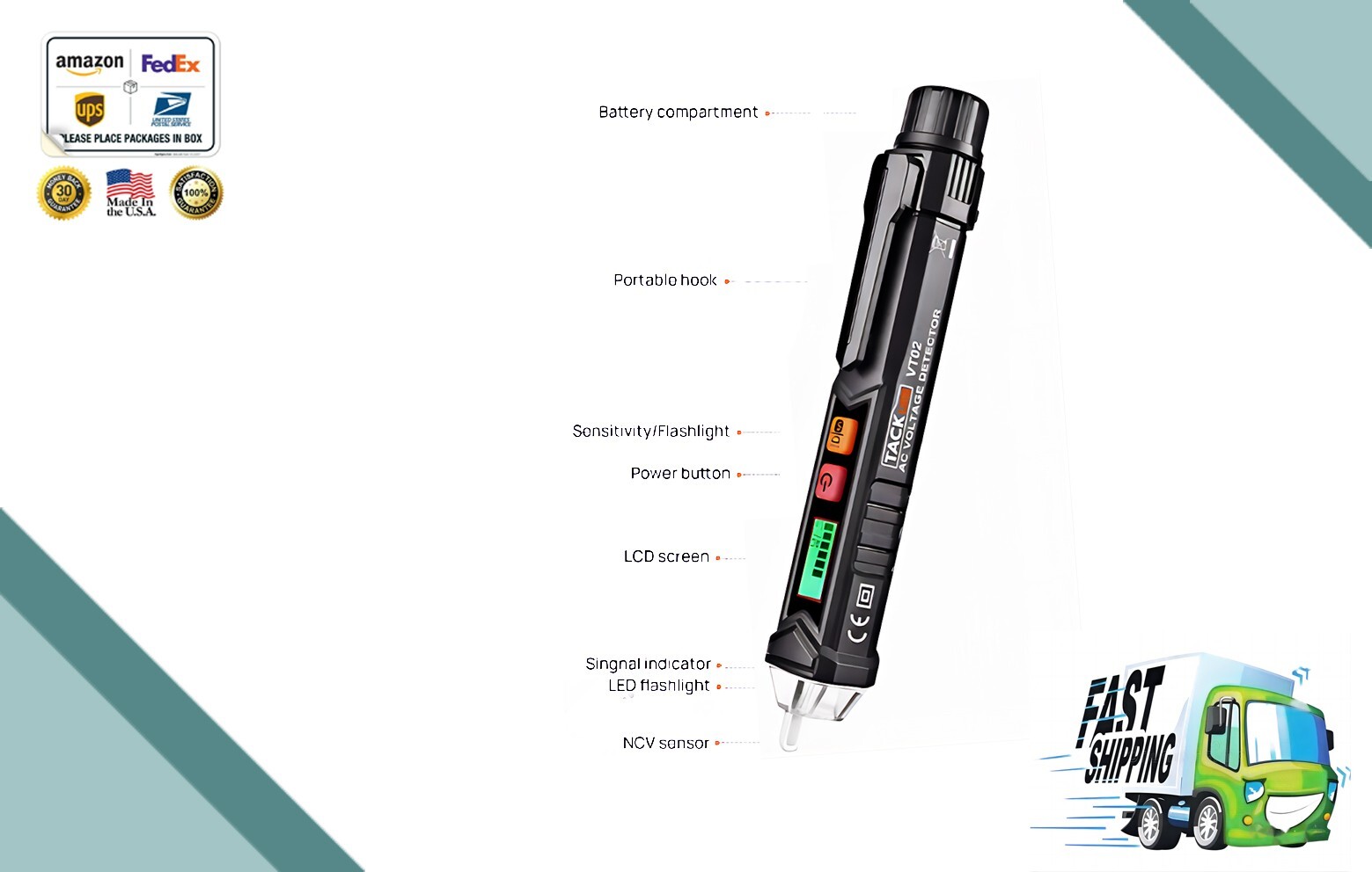 2x Non-Contact Voltage Tester Pen | Electrical Sensor Detector | Safe LED Tool