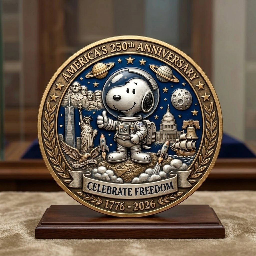 USA 250 Years Snoopy Astronaut Commemorative Coin 1776-2026 Anniversary CB1099