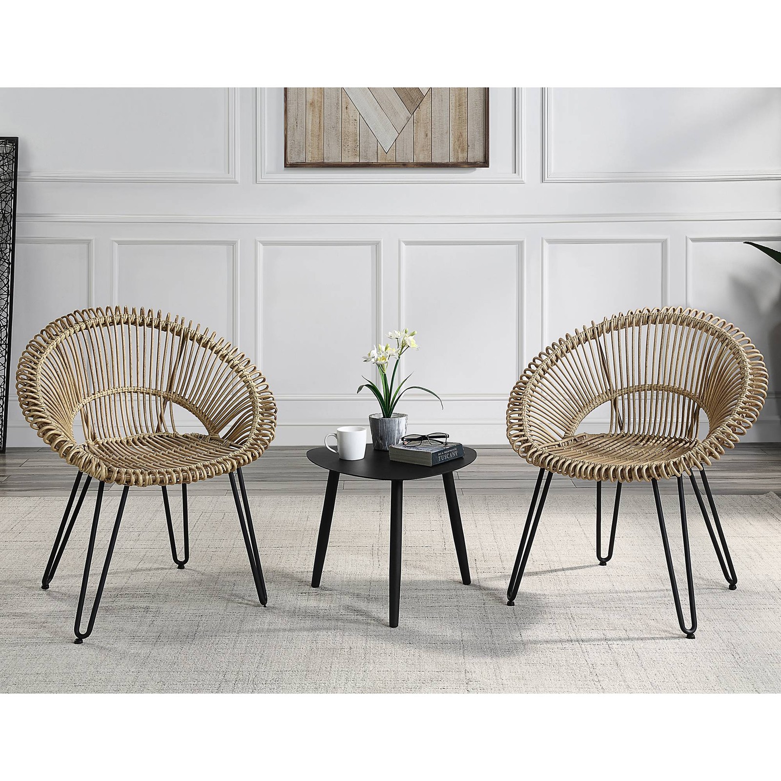 Burkina Light Brown and Black 3-Piece Outdoor Bistro Set