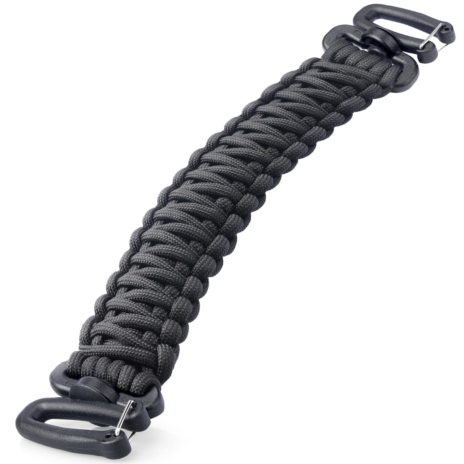 Pitozer Tactical Paracord Handle，9-core Weaving 9.4"（Plastic Clip), Black