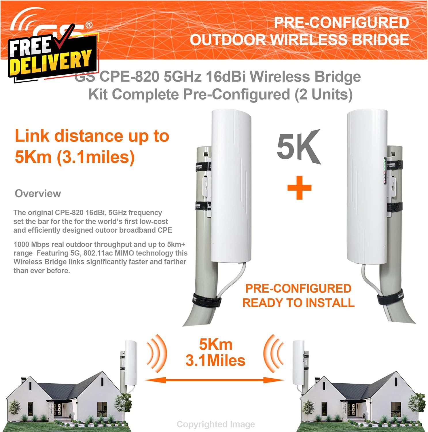 Wireless Bridge Point to Point Outdoor Wifi Wireless Network Expansion Kit