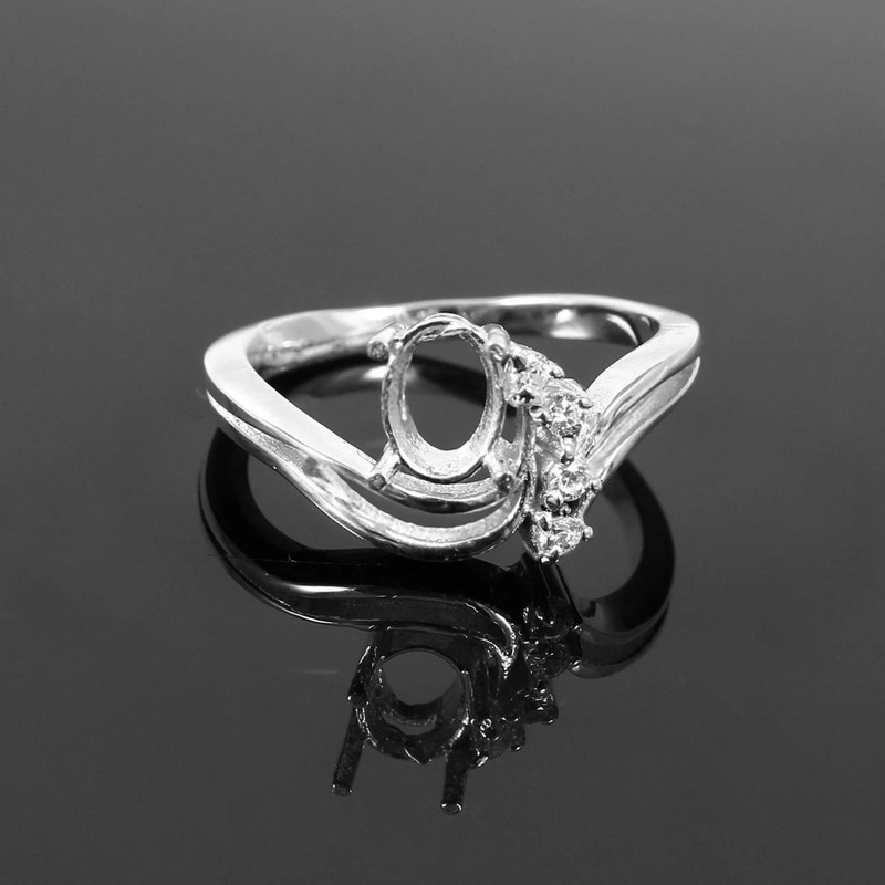 Semi Mount 6x8 mm Oval Ring Setting Engagement Ring 925 Sterling Silver Ring