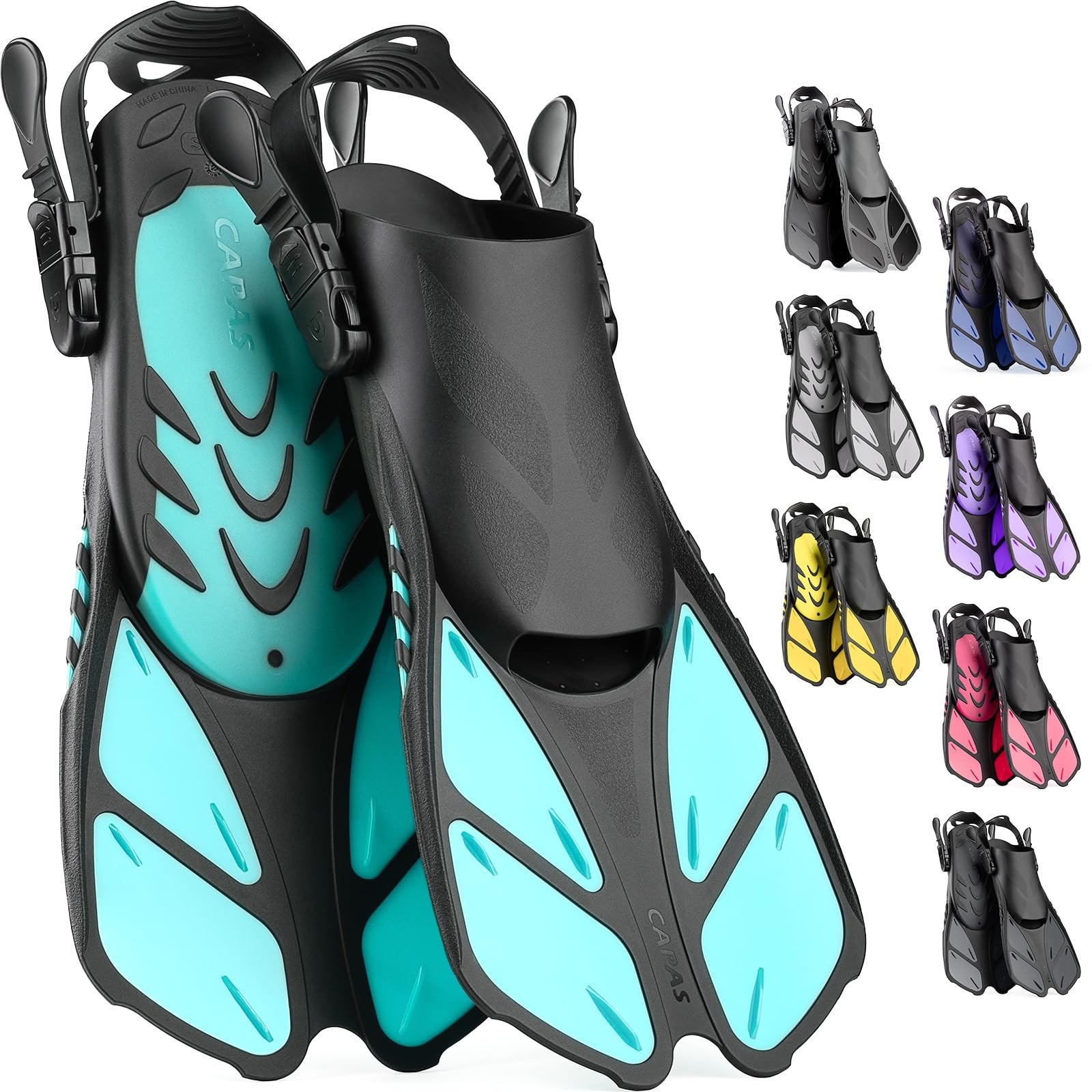 CAPAS Snorkel Fins, Swim Fins S/M (US Men 4.5-8.5 / Women 5.5-9.5), Green