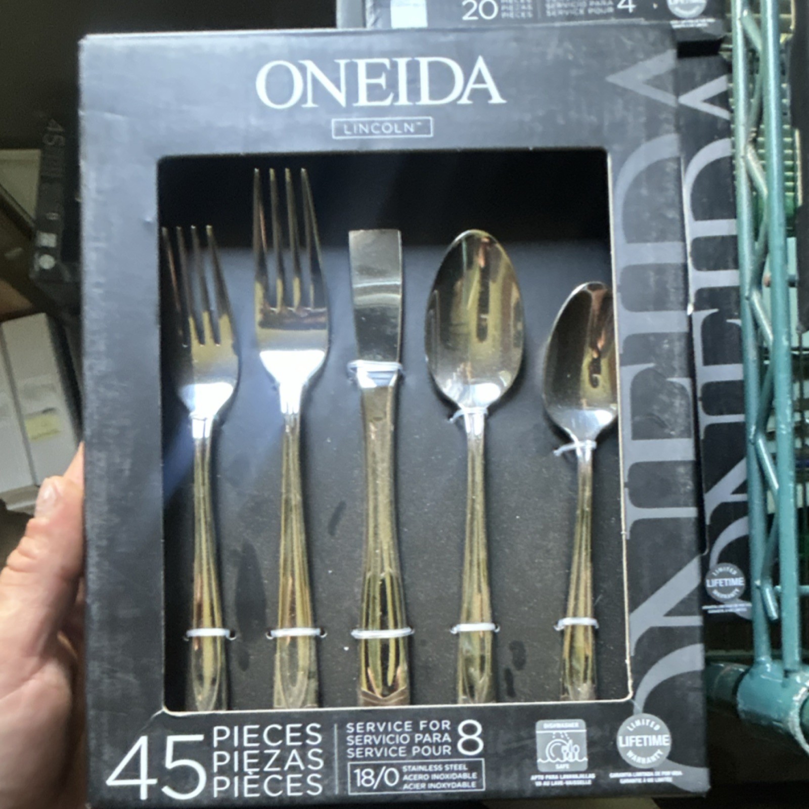 Oneida Lincoln 45pc Stainless Steel Flatware Set for 8 Dishwasher Safe
