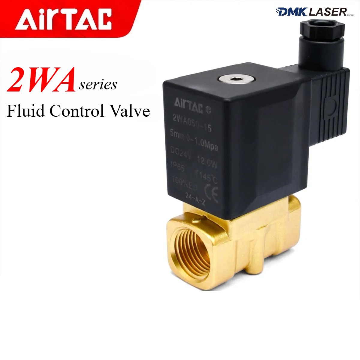 AirTac Fluid Control Valve Two-way Solenoid 2WA030-08 2WAX 2WAH 24V Brass
