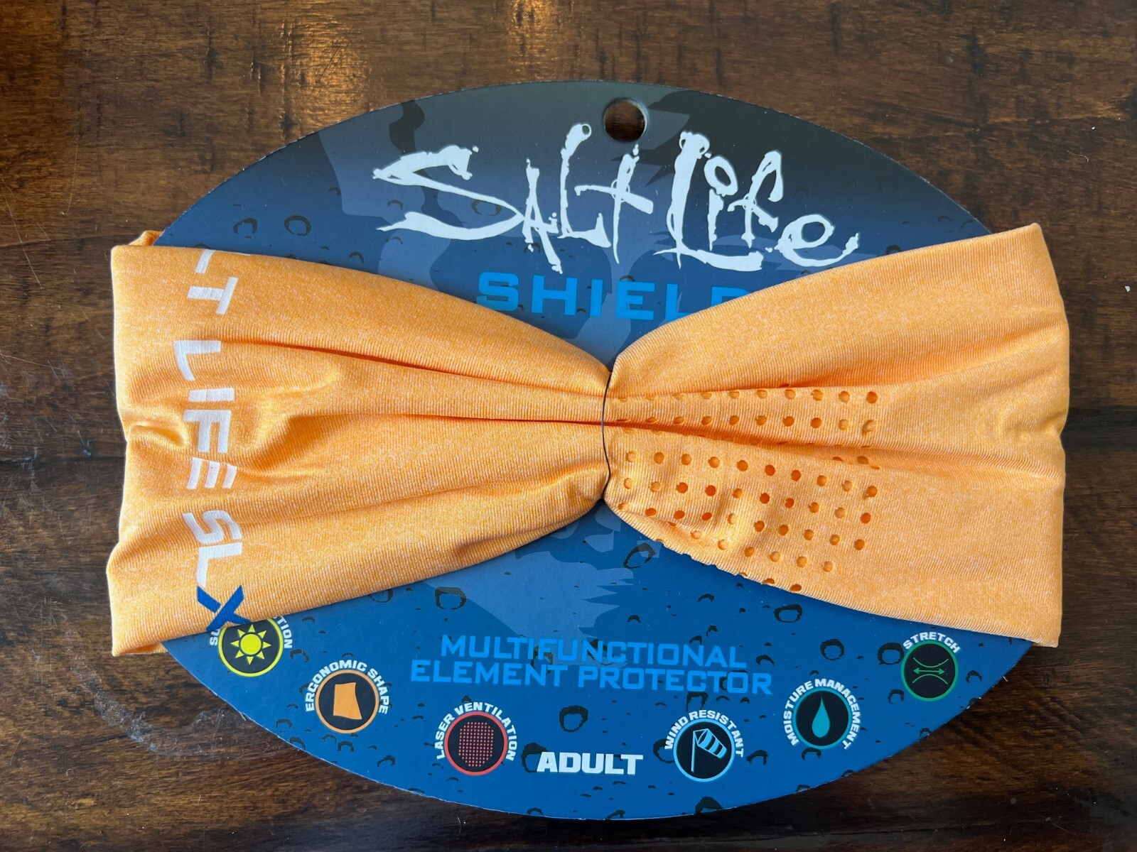 SALT LIFE Face Shield ADULT Gaiter ORANGE LOGO Sun UPF Protection SLX UVAPOR NEW