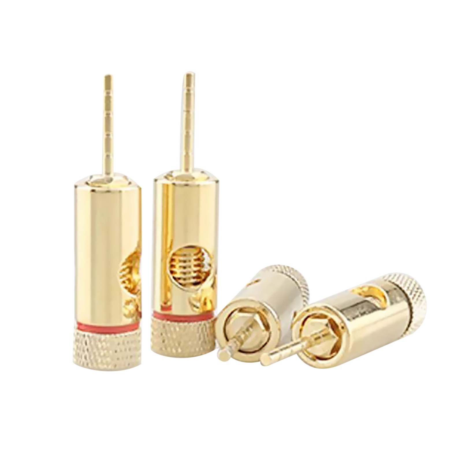 Gold Plated 4Pcs HiFi 2mm Pin Speaker Audio Cable Banana Plug Connector Adapter