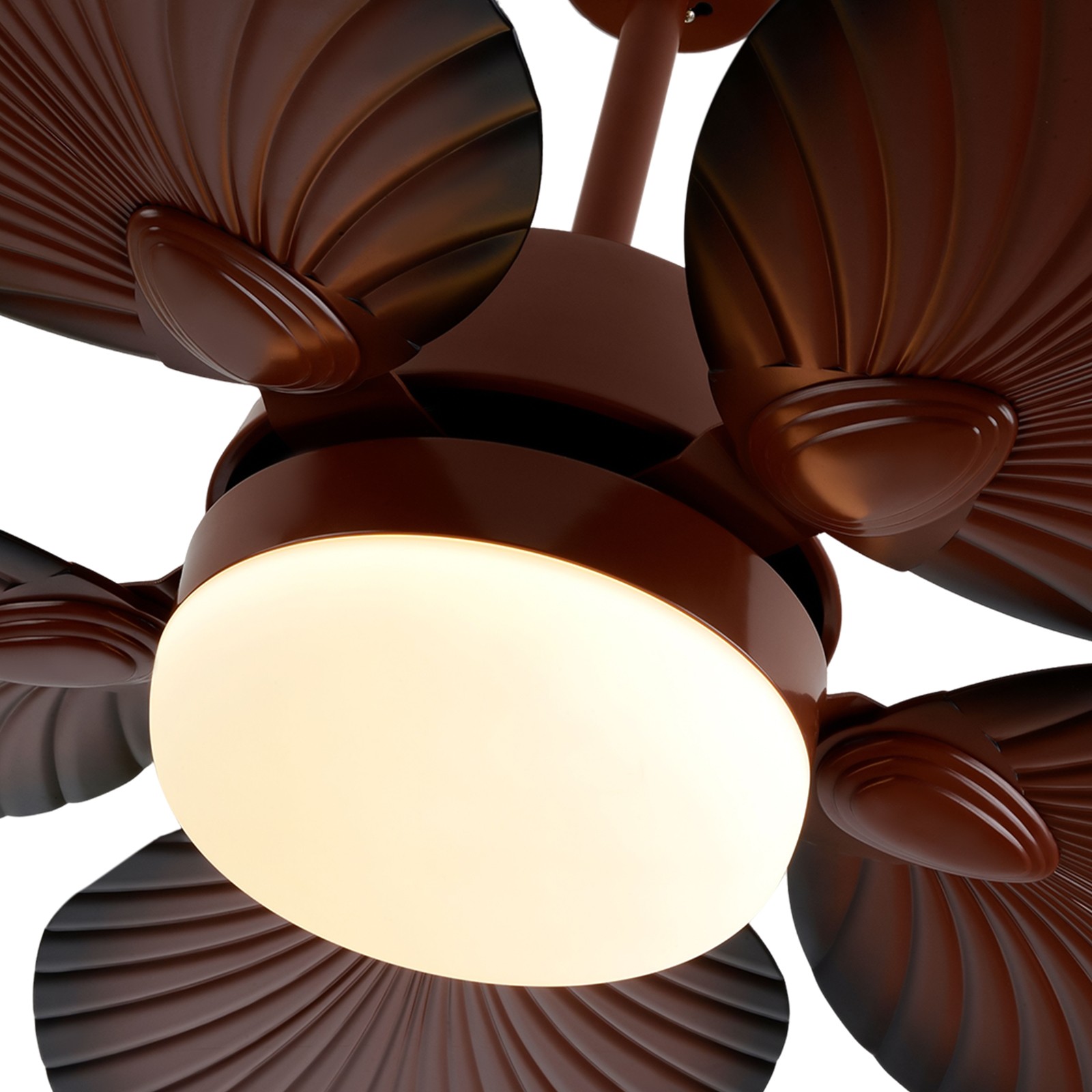 52" Tropical Ceiling Fan Light Retractable 5 Palm Leaf Blades w/ Remote Control