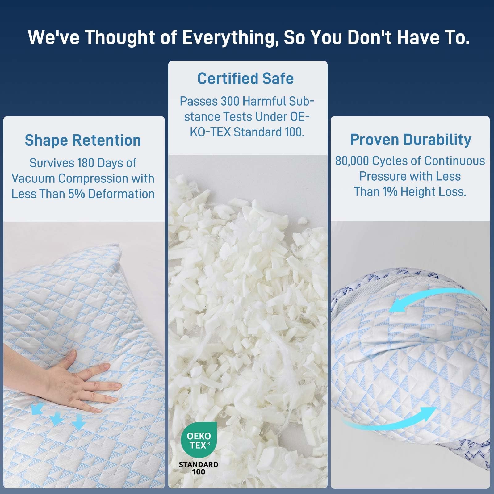 Shredded Memory Foam Soft Bamboo Viscose Pillows Adjustable Hypoallergenic Ho...