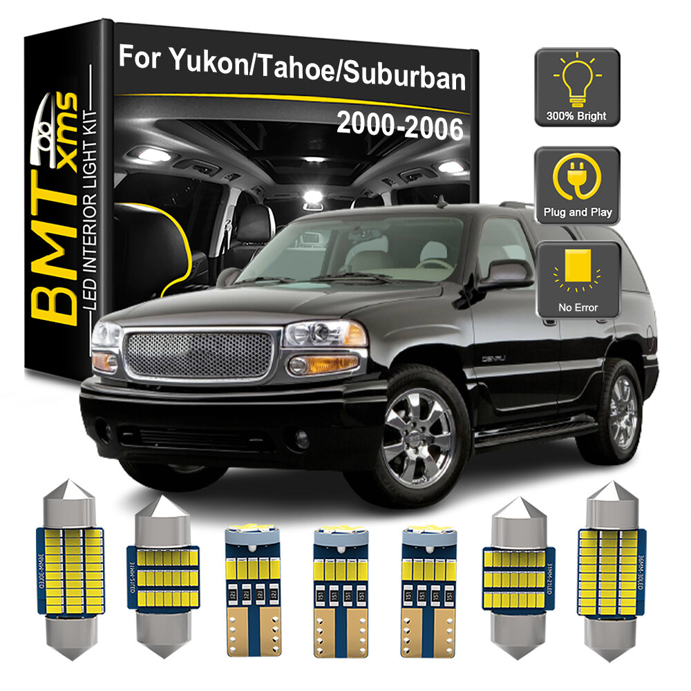 23x White LED Lights Interior Kit + License for 2000- 2006 Chevy Tahoe GMC Yukon