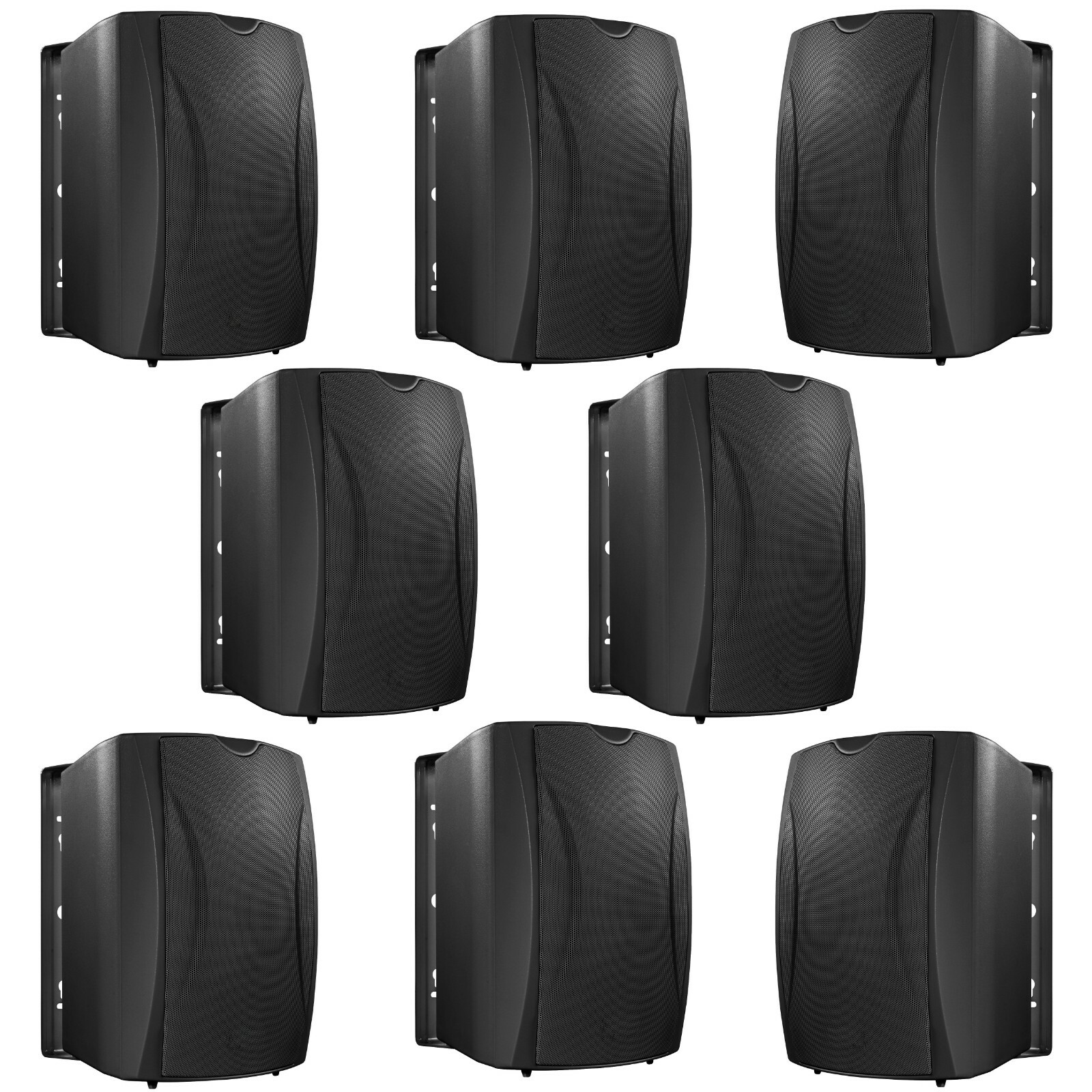 8 Pack - TDX 5.25" Outdoor Weather Resistant IP55 Waterproof Black Wall Speakers